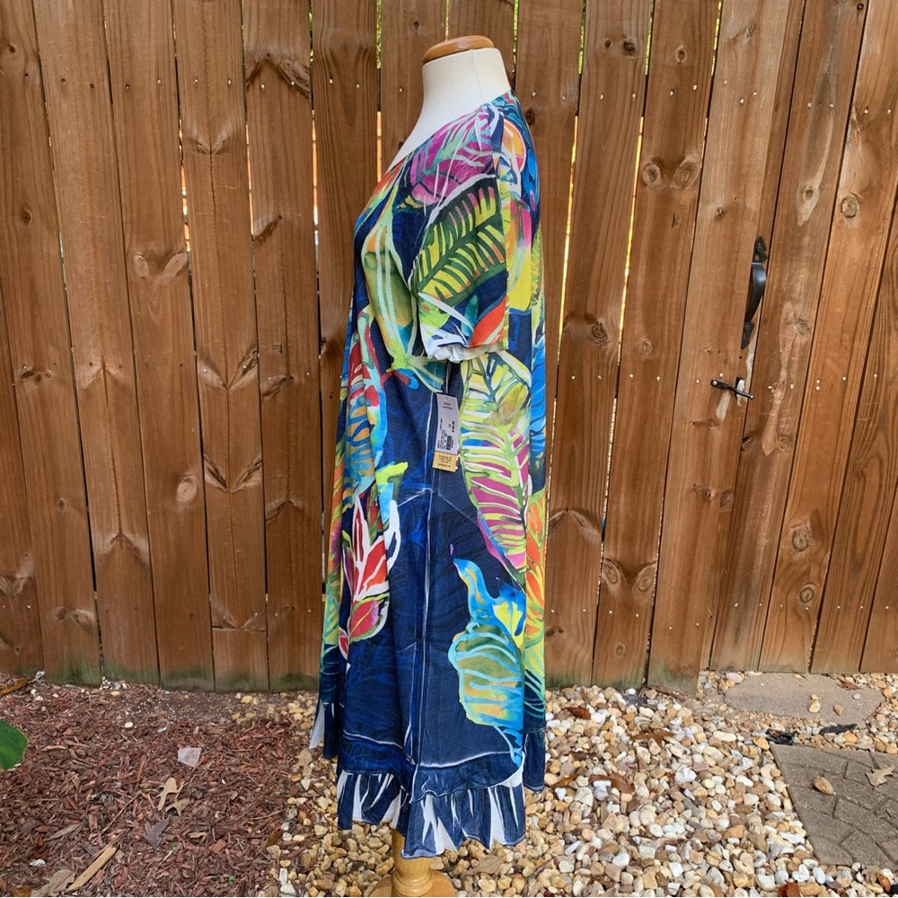 Patchington Cap Sleeve Ruffle Print Dress | L | Leafy Luau NEW!! - Picture 4 of 7